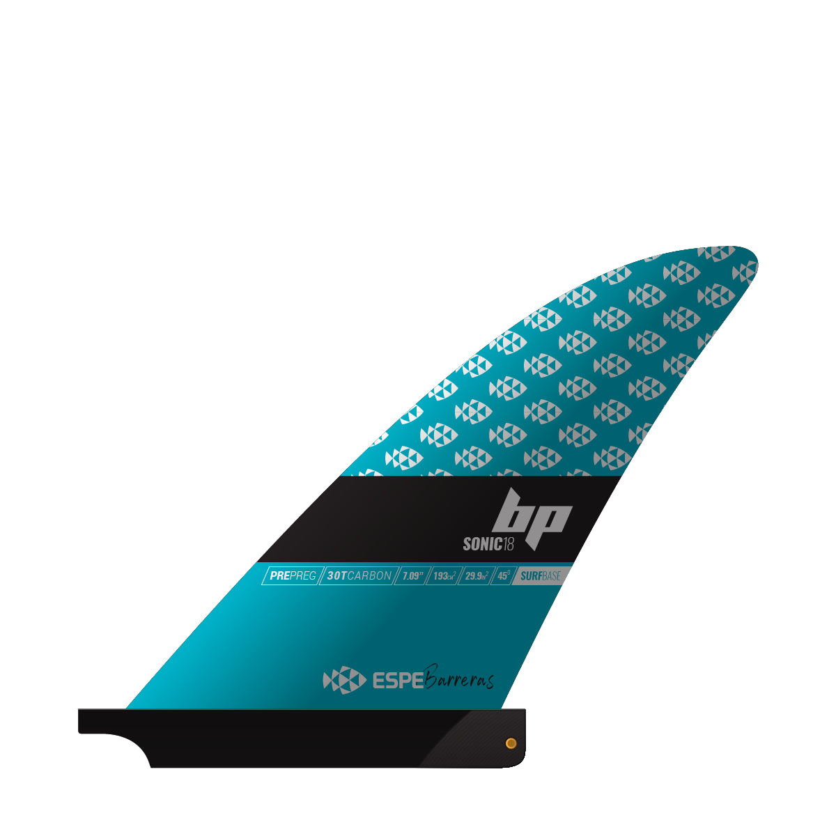 Black Project Sonic SUP fin, Espe Edition - surf Base, left side