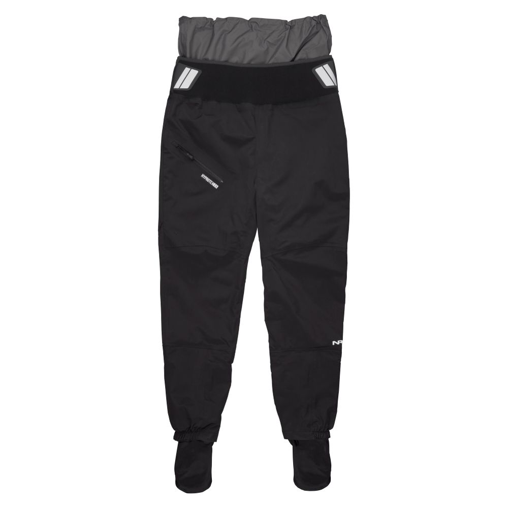 Front view of NRS Men's Freefall Dry Pant, black, showing the full-length design and waist sealing.