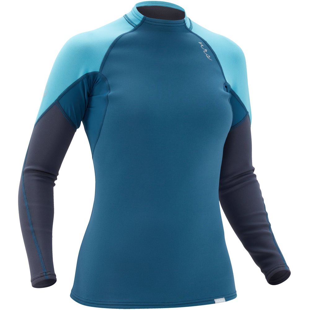 NRS Women&#39;s HydroSkin Long Sleeve Shirt neopren paddeltröja i färg poseidon (blå/turkos)