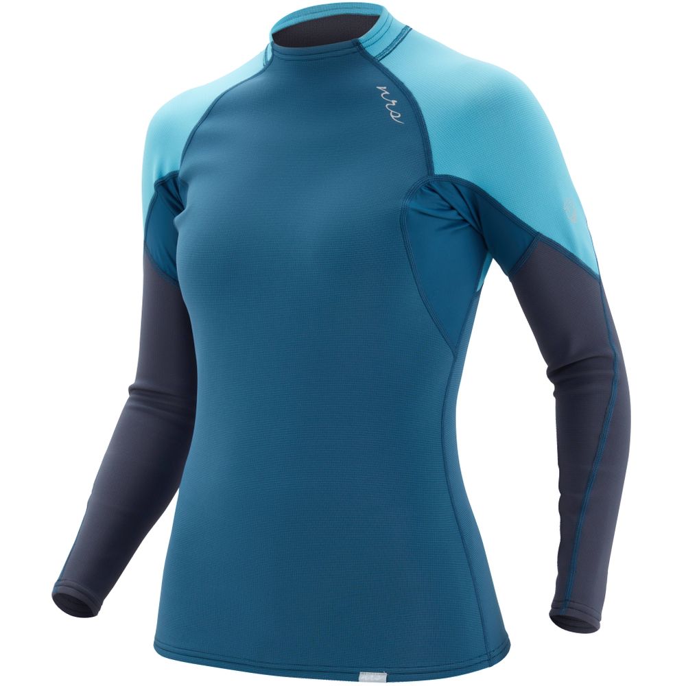 NRS Women&#39;s HydroSkin Long Sleeve Shirt neopren paddeltröja i färg poseidon (blå/turkos), profilbild