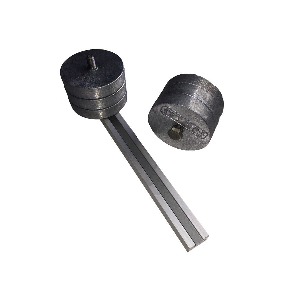 Nelo Weight Rail Aluminium - with Nelo weights mounted