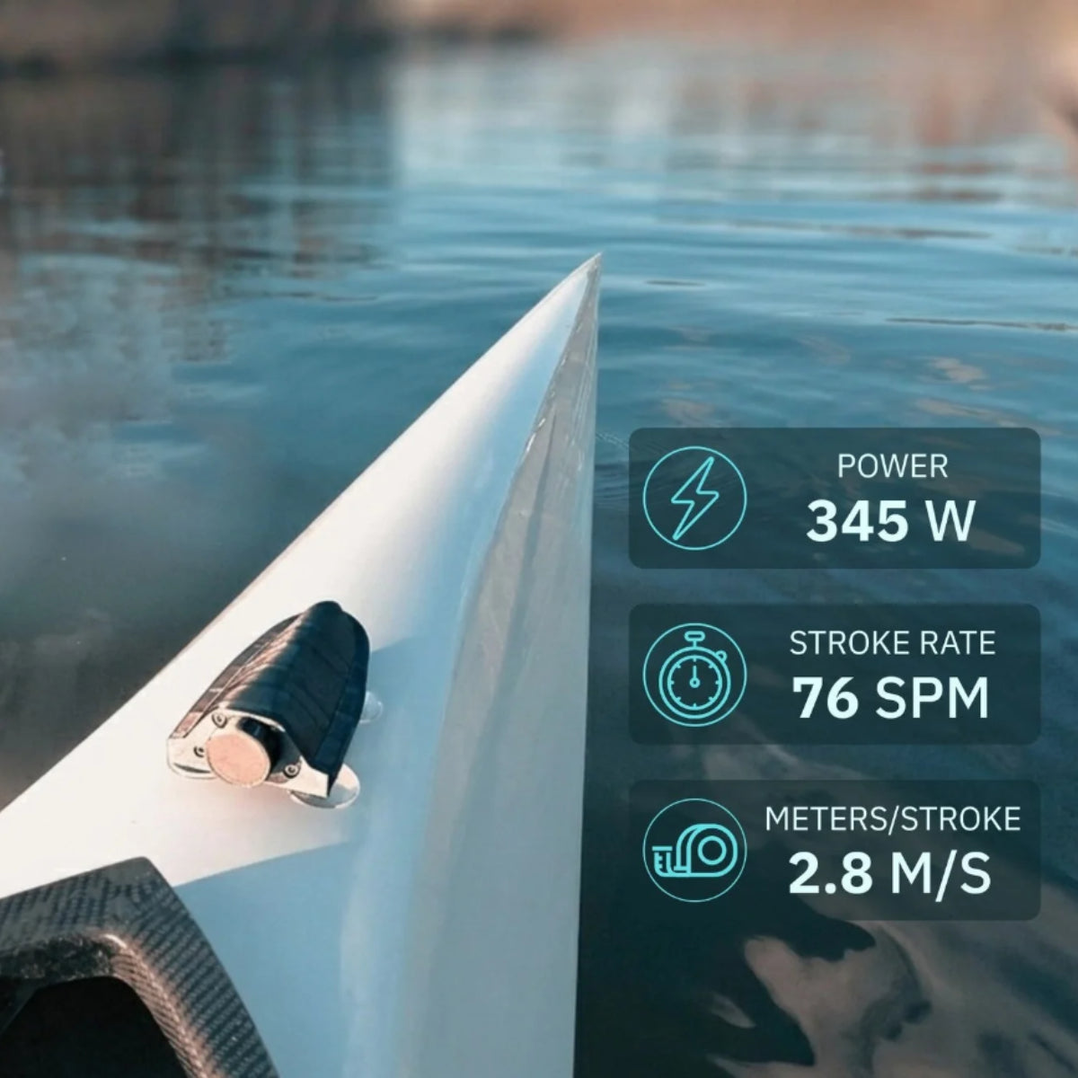 PaddlePulse Pro paddle sensor black - side view with suction cups