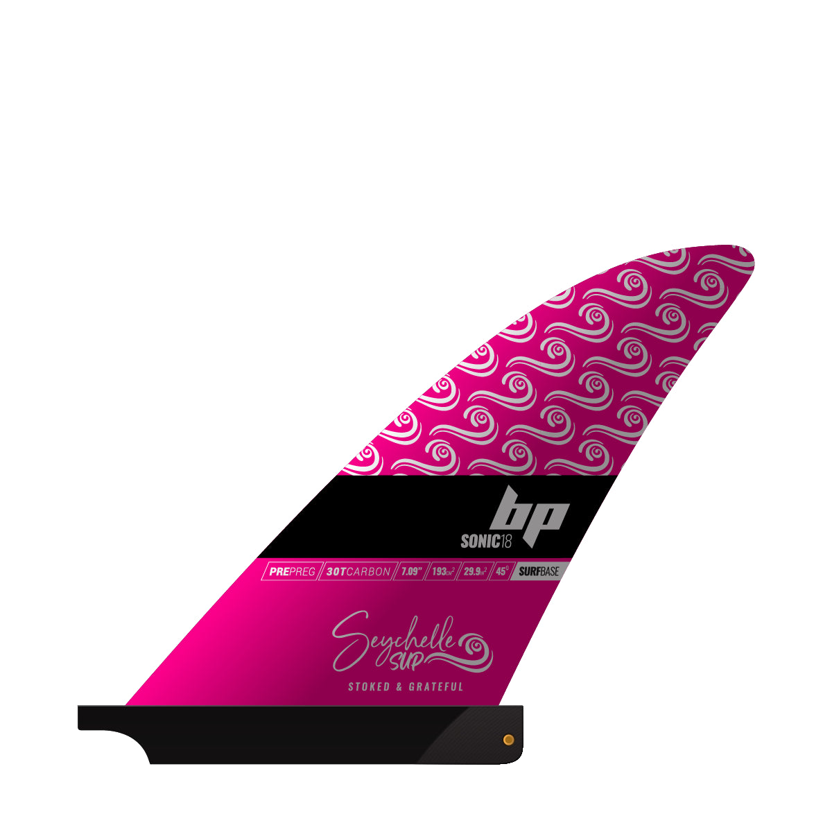 Black Project Sonic SUP fin, Seychelle Edition - Surf Base, left side