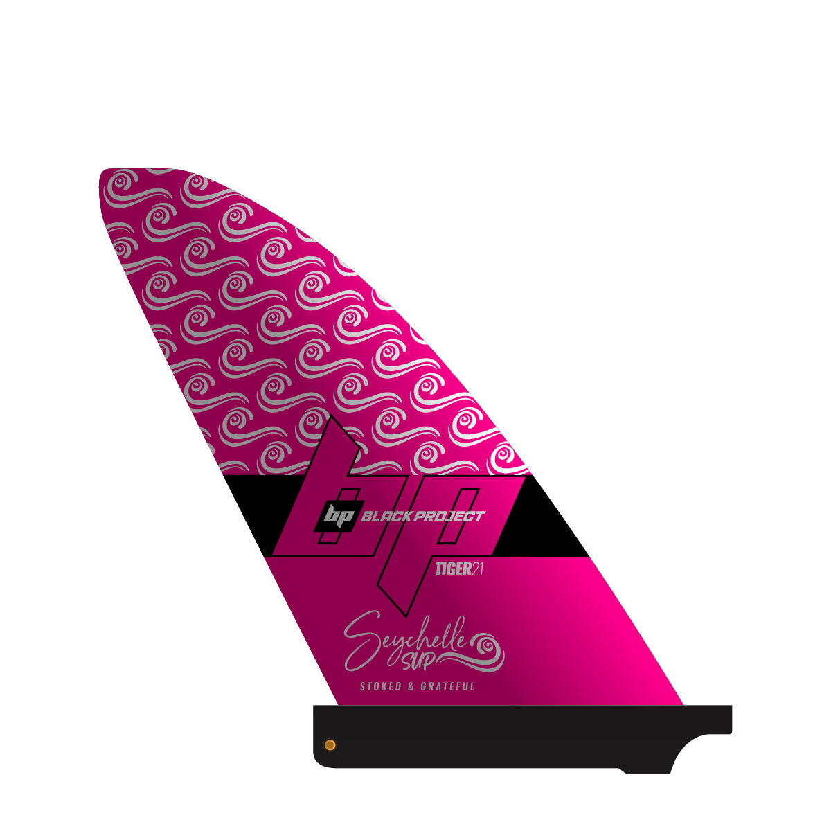 Black Project Tiger v2 Seychelles Edition - Pre-preg Carbon SUP fin, US base right