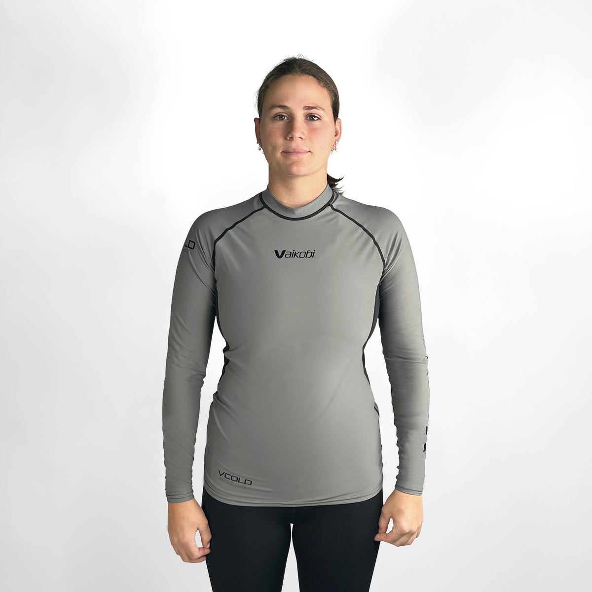 Vaikobi VCOLD Base Layer Long Sleeve Top grey black front female model