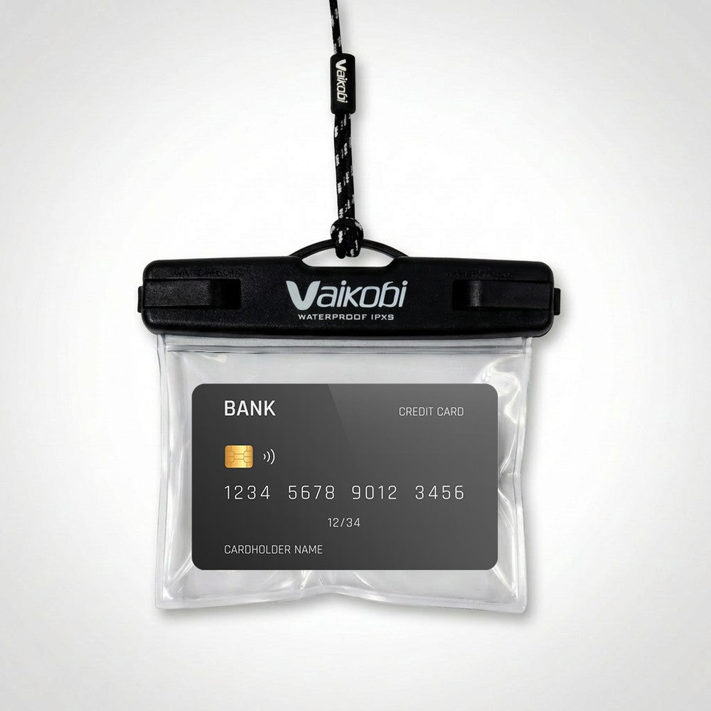 Vaikobi Waterproof Key Pouch Black - with card detail view