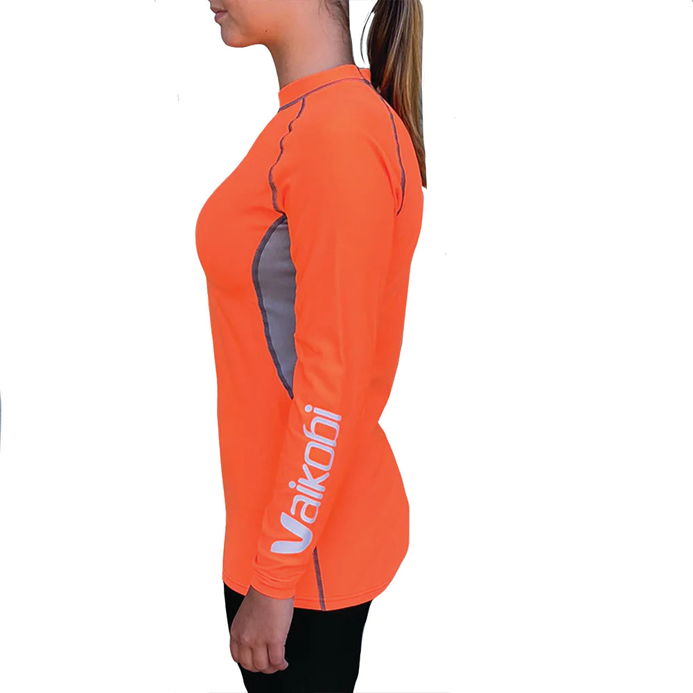 Vaikobi Hydroflex L/S Top orange with female model - side view