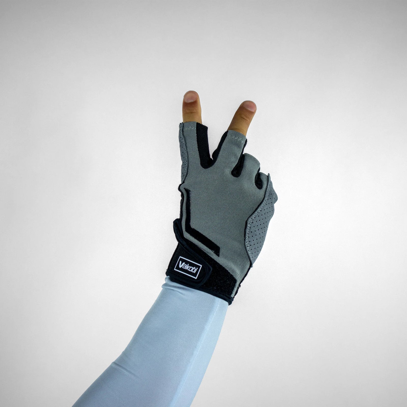 Front view of Vaikobi V-Blade Paddle Glove worn on hand, showing palm side with silicone grip texture.