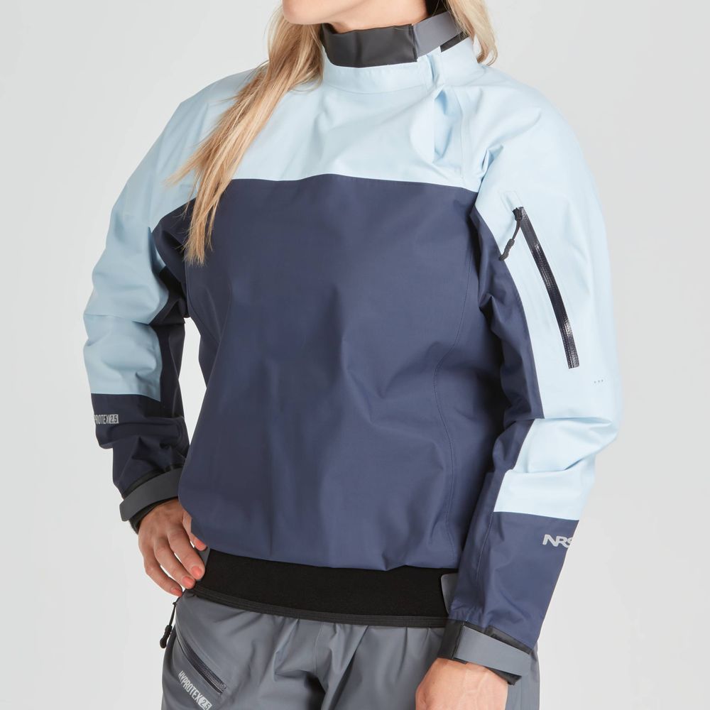 NRS Womens Echo Paddle Jacket blue - with model front